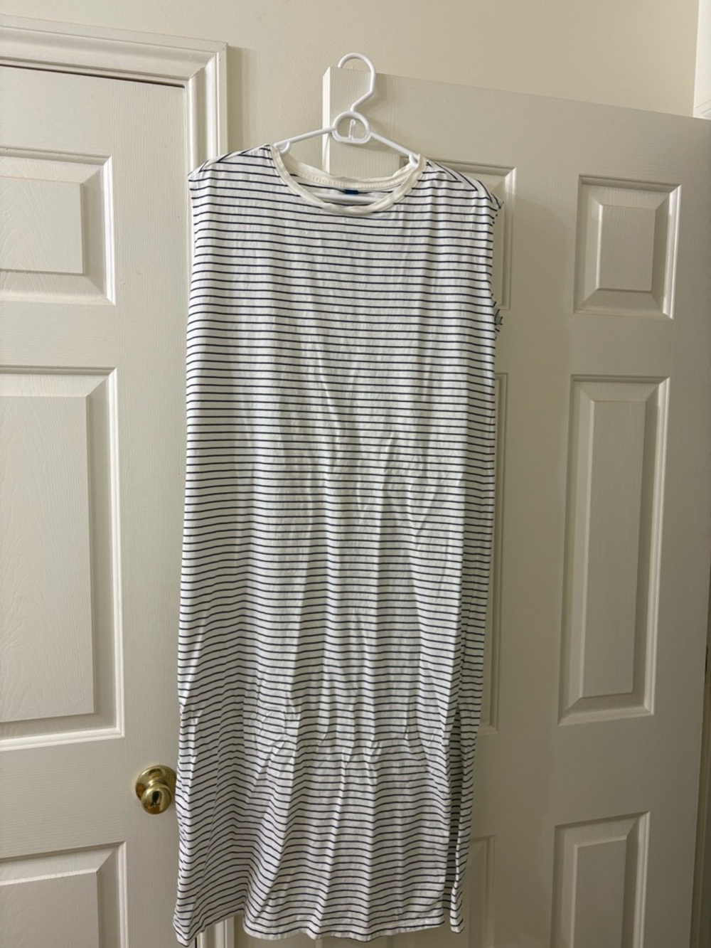 Old Navy White and Black Striped Sleeveless Maxi Dress